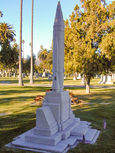 Hollywood Forever Cemetery. Atlas missle headstone for a tecnical illustrator