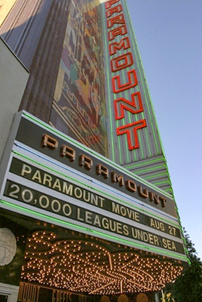 Paramount Theater showing 20,000 Leagues Under the Sea, marquee