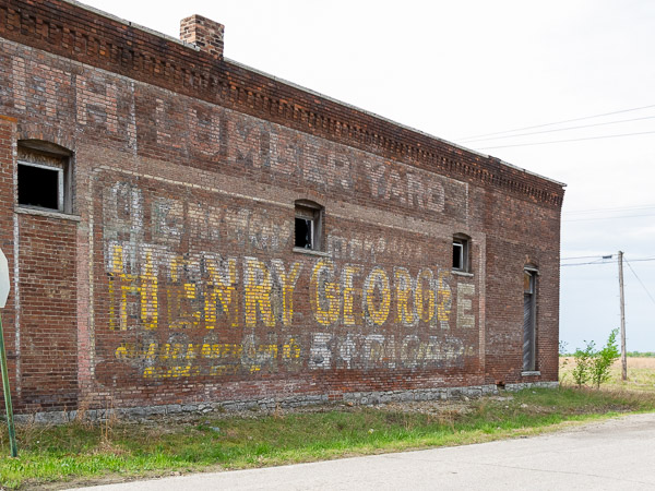 Ghost signs on brick garage in Galena, Kansas