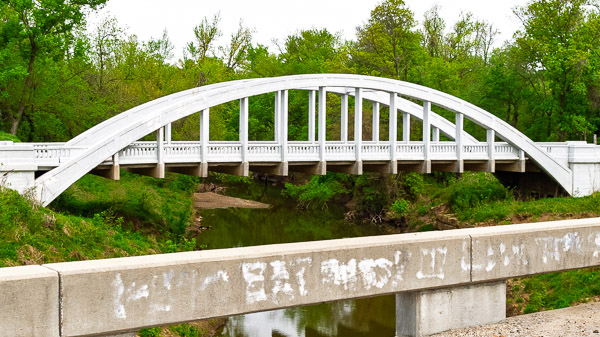 Bush Creek (rainbow) bridge in Cherokee County, Kansas. Viewed from the bypassing road.