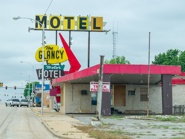 The Clancy Motel sign in Clifton, OK