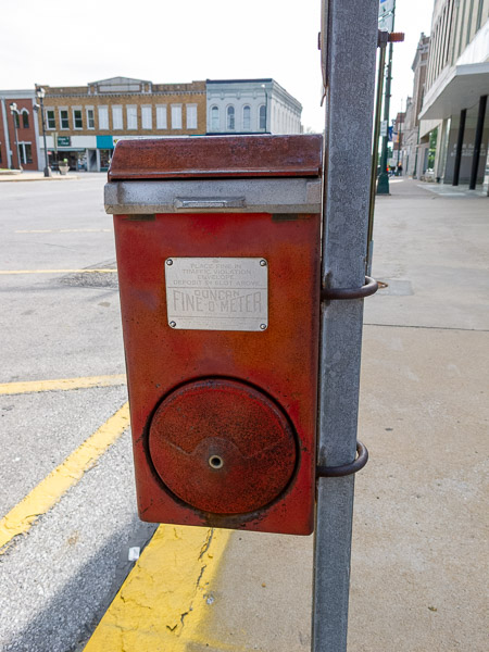 Fine-o-meter box, downtown Carthage, MO