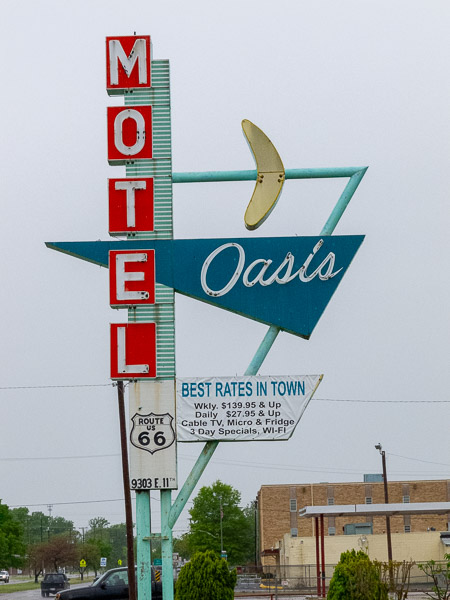 Oasis Motel sign in Tulsa, OK