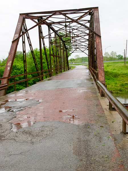 Sapulpa Rock Creek Bridge with a red brick deck, Sapulpa, OK