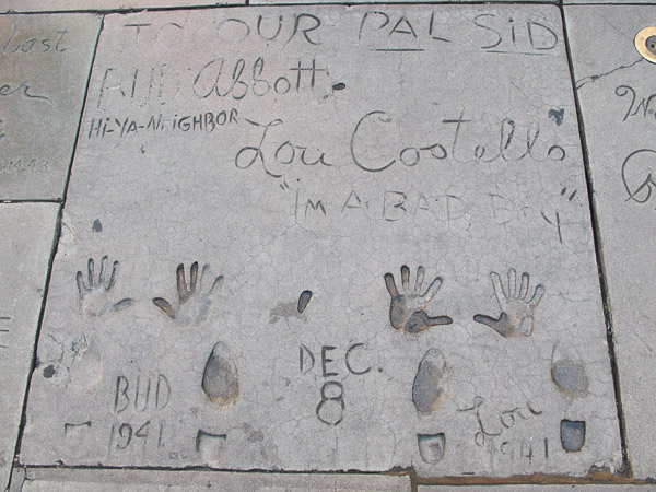 Grauman's Chinese Theatre footprints Bud Abbott and Lou Costello