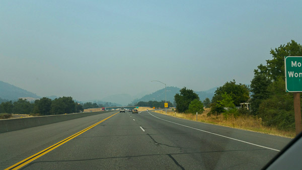 Mount Shasta should be visible to the right of interstae 5, but it is too smokey