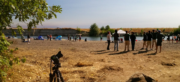The crowd watching totality. I should not have been on autoexposure as this looks like daylight when it wasn't. Notice the electric cello player over on the left side. He was hired to provide background music for the paddlers.