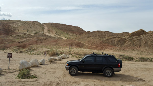 Lower entrance to The Slot. Road in the background is one-way up hille to the upper entrance to The Slot