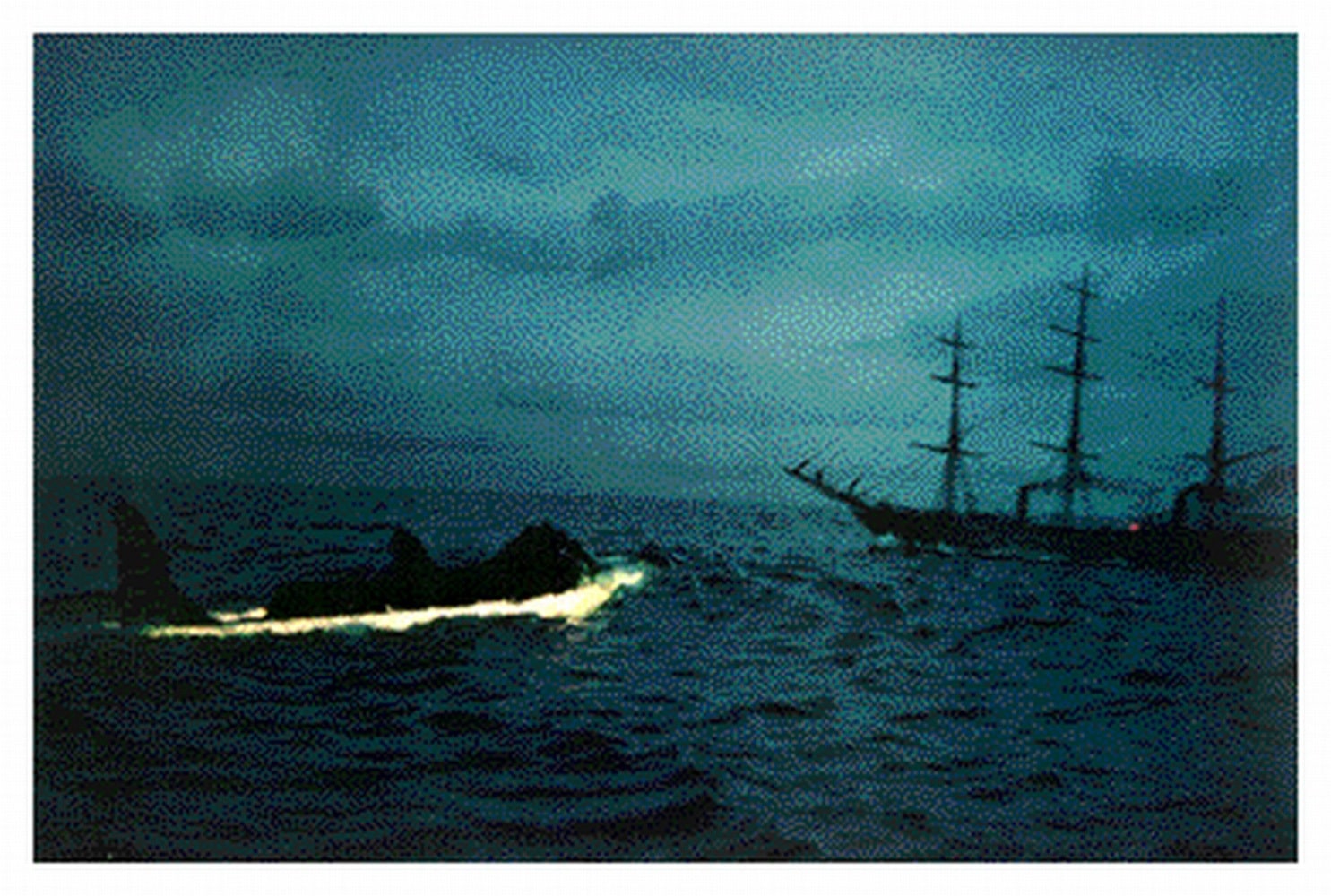 Lobby card with ramming scene