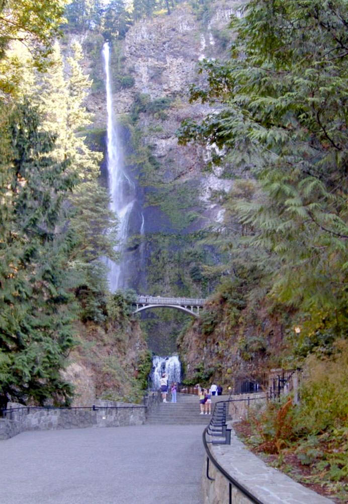 Historic Columbia River Highway, Multnomah Falls Multnomah Falls is the second-tallest year-round waterfall in the nation. The water of the Falls drops 620 feet from its origin on Larch Mountain