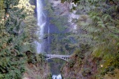 Historic Columbia River Highway, Multnomah Falls Multnomah Falls is the second-tallest year-round waterfall in the nation. The water of the Falls drops 620 feet from its origin on Larch Mountain