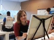 Workday team event with wine and painting pictures