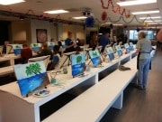 Workday team event with wine and painting pictures