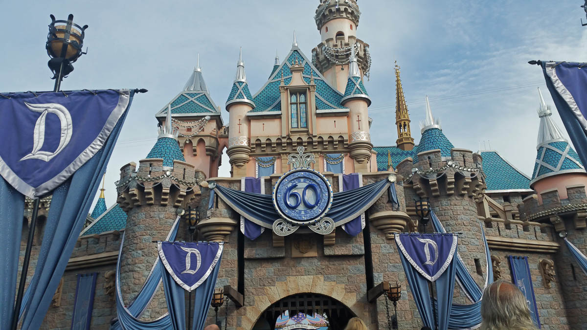 Sleeping Beauties castle decked out for the 60th anniversary