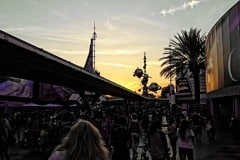 Walking through Tomorrow Land at sunset