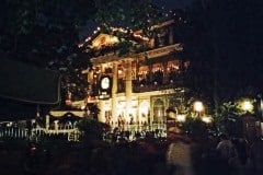 Haunted Mansion ride at night. We ere there in October and it was already decorated for the Nightmare before Christmas theme