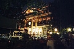 Haunted Mansion ride at night. We ere there in October and it was already decorated for the Nightmare before Christmas theme