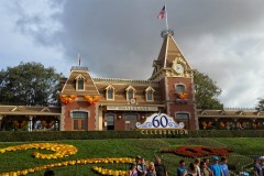 Entering Disneyland all decked out for Halloween and the 60th anniversary
