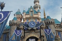 Sleeping Beauties castle decked out for the 60th anniversary