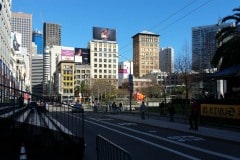 San Francisco Chinese New Years parade along the parade route before crowds arrive