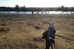 Then the boats started showing up! An annual event on teh Willamette is the PAddle Oregon kyack trip. They had choosen this beach to setup breakfast and watch the eclipse