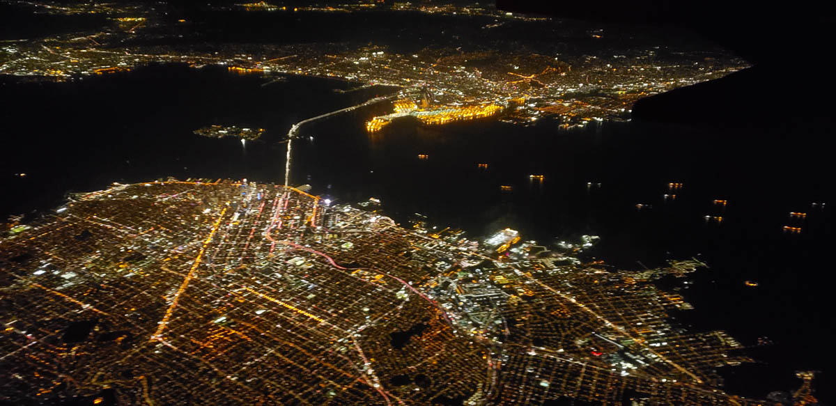 Flying over San Francisco and the bay area