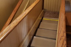 Winchester Mystery House in San Jose. A very narrow staircase that folds back on itself tostay compact.