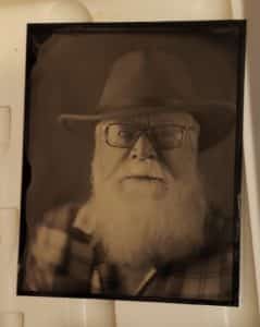 Tintype portrait of Danny Vint in the water bath